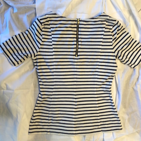 H&M navy/white stripe, exposed zipper tee - Picture 2 of 8